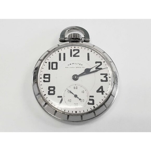 Vintage Hamilton 992B Railway Special Pocket Watch 16s 21 Jewels Stainless Steel - Picture 1 of 5